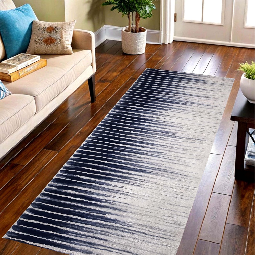 Commercial Printing House - Tapis long à rayures dégradées bleu