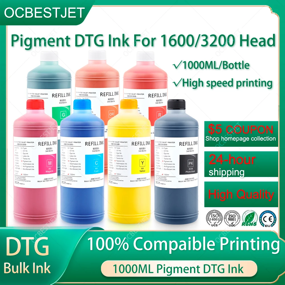 Direct To Garment Ink - Encre textile DTG 1000ML/bouteille pour imprimantes